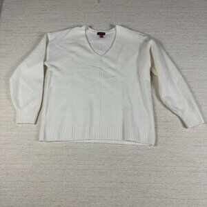 Vince Camuto Womens Cream Off-White V-Neck Sweater Size S